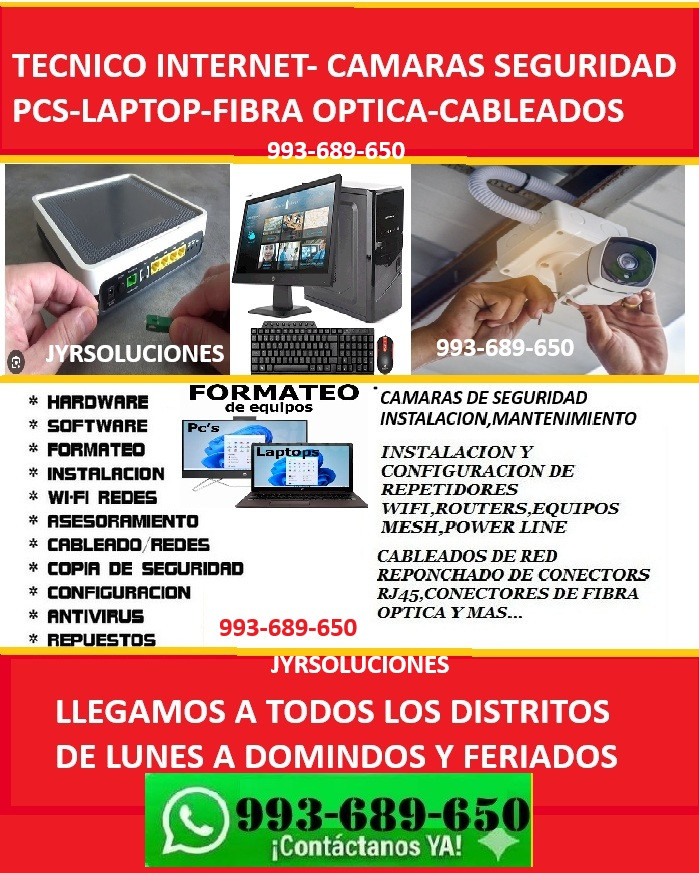 TECNICO INTERNET,REPETIDORES,FIBRA OPTICA,CAMRAS SEGURIDAD,PCS