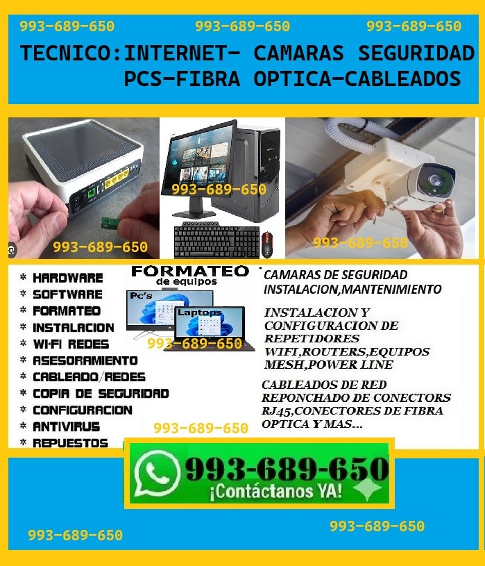 REPARACIONES A INTERNET,FIBRA OPTICA,PCS,CAMARAS SEGURIDAD