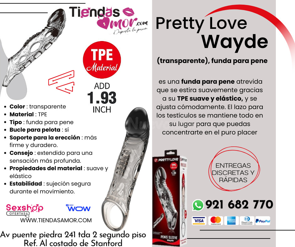 Pretty Love Wayde (transparente), funda para pene/Tienda para Adultos Novedades y Productos Exclusivos 921682770 ENVIOS NACIONAL Lima y Provincia