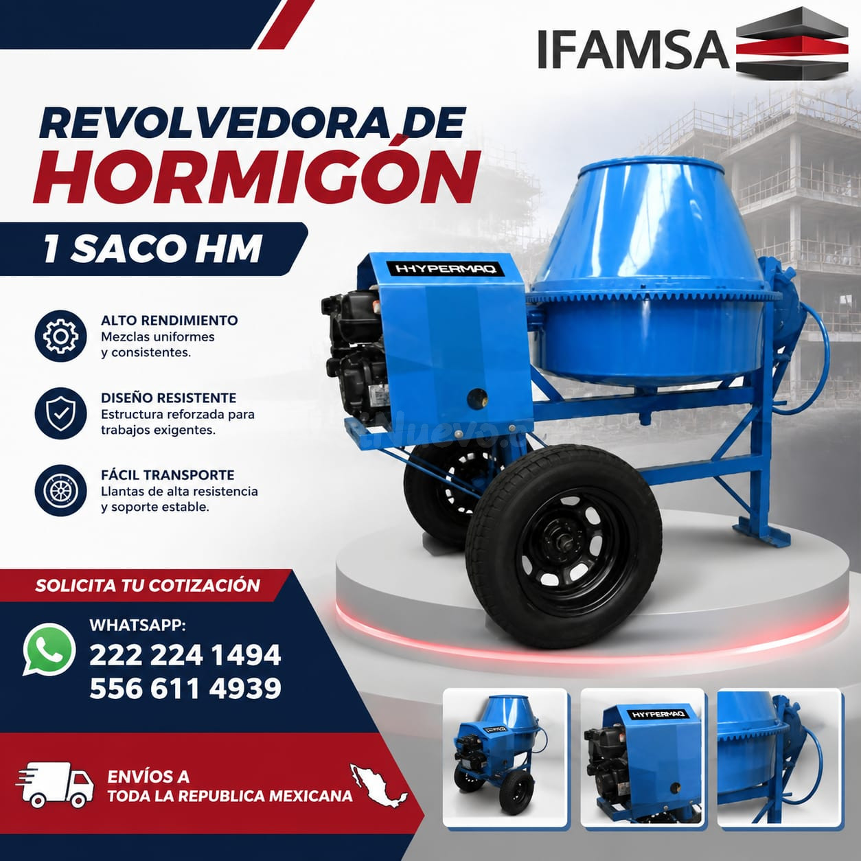 REVOLVEDORA DE HORMIGÓN 1 SACO HYPERMAQ