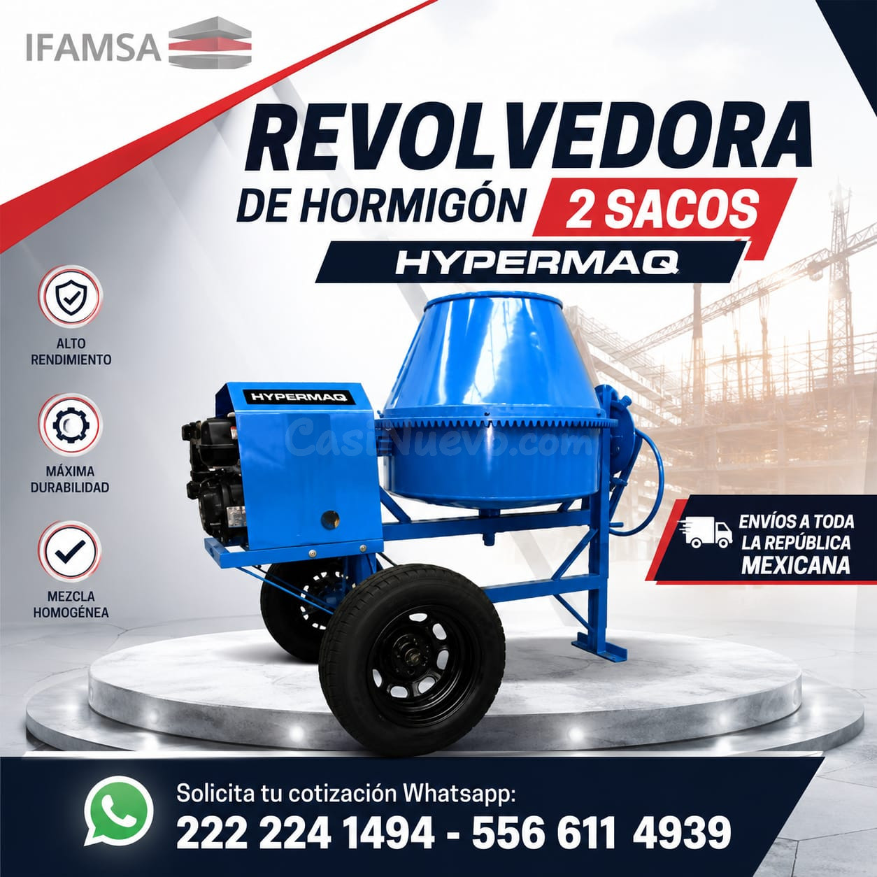 HYPERMAQ REVOLVEDORA DE HORMIGÓN 2 SACO