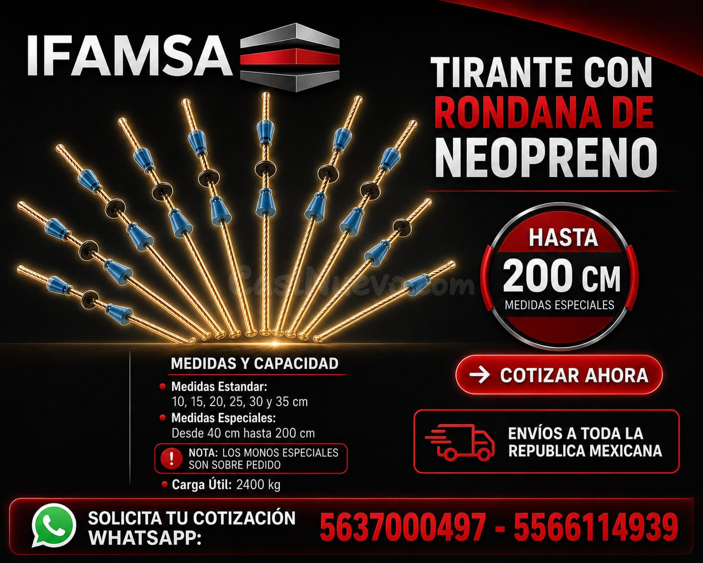 MOÑO/TIRANTE DE NEOPRENO PARA CIMBRA