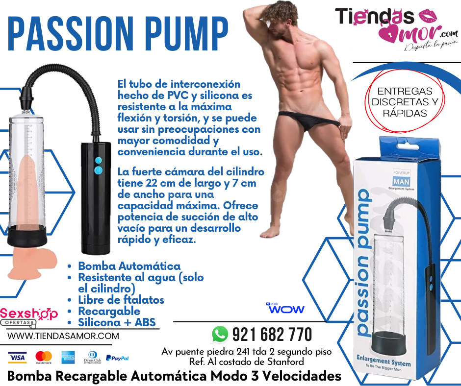 Passion Pump Bomba Recargable Automática Modo 3 Velocidades/Tienda para Adultos Novedades y Productos Exclusivos 921682770 ENVIOS NACIONAL Lima y Provincia