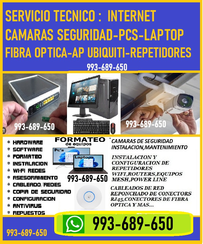 SERVICIOS TECNICOS A INTERNET,PCS,FIBRA OPTICA,CAMARAS SEGURIDAD
