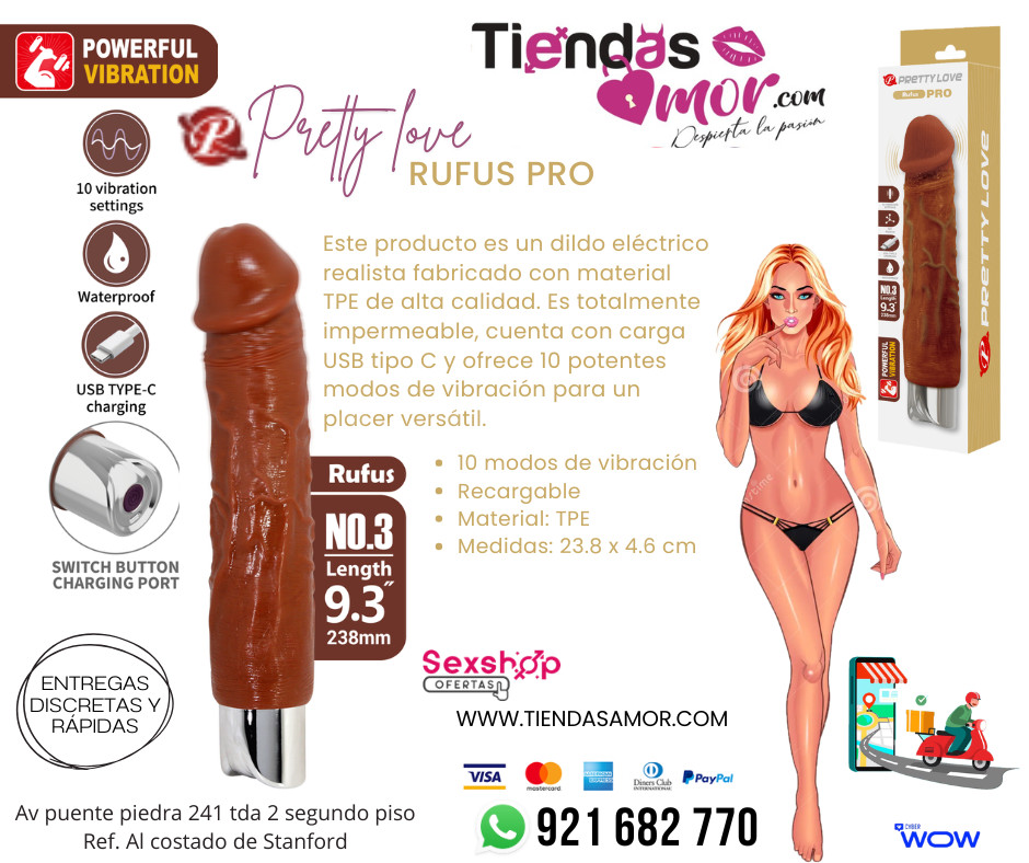 PRETTY LOVE Rufus Pro dildo eléctrico realista/Tienda para Adultos Exclusivos 921682770ENVIOS NACIONAL Lima y Provincias