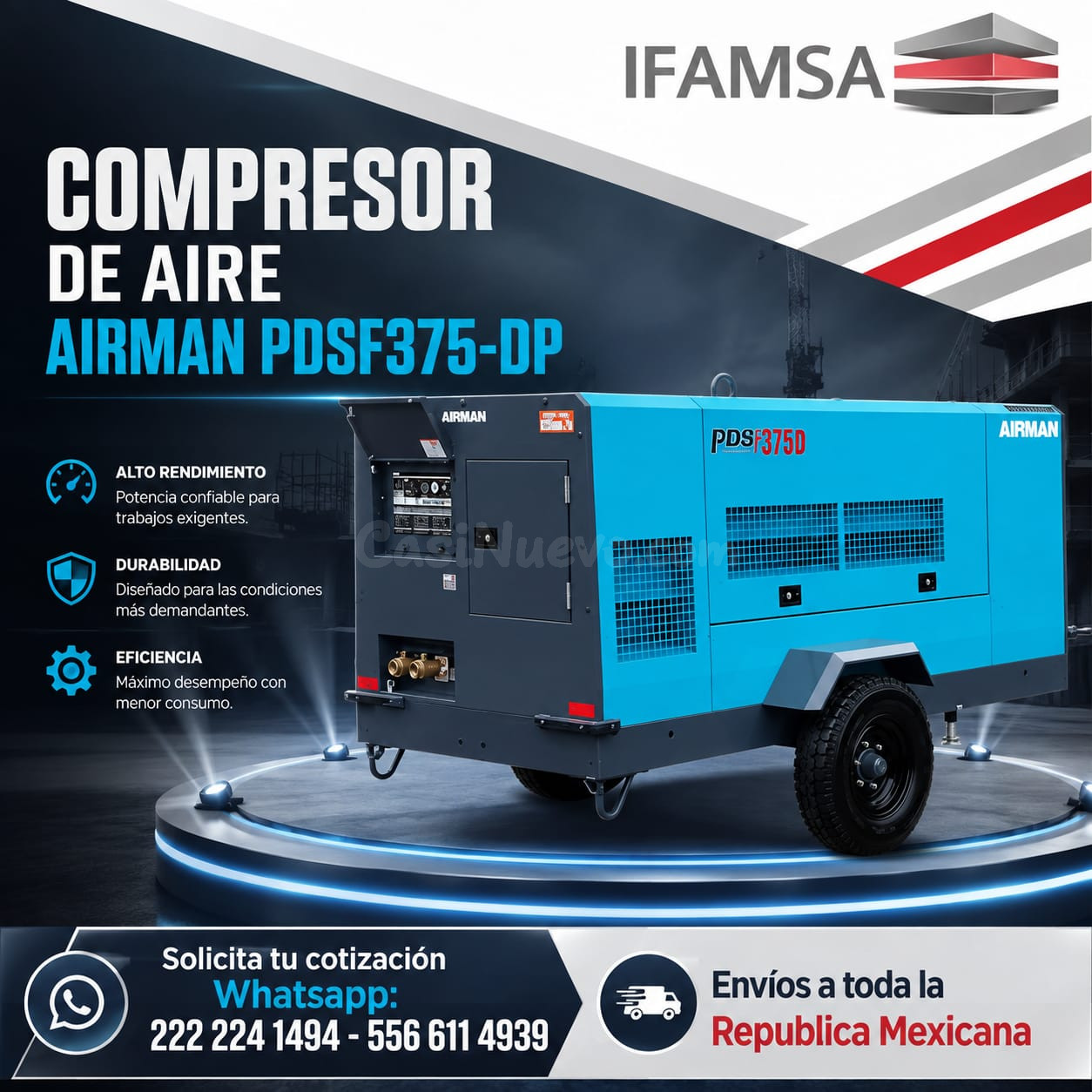 COMPRESOR DE AIRE PDSF750 AIRMAN EN IFAMSA