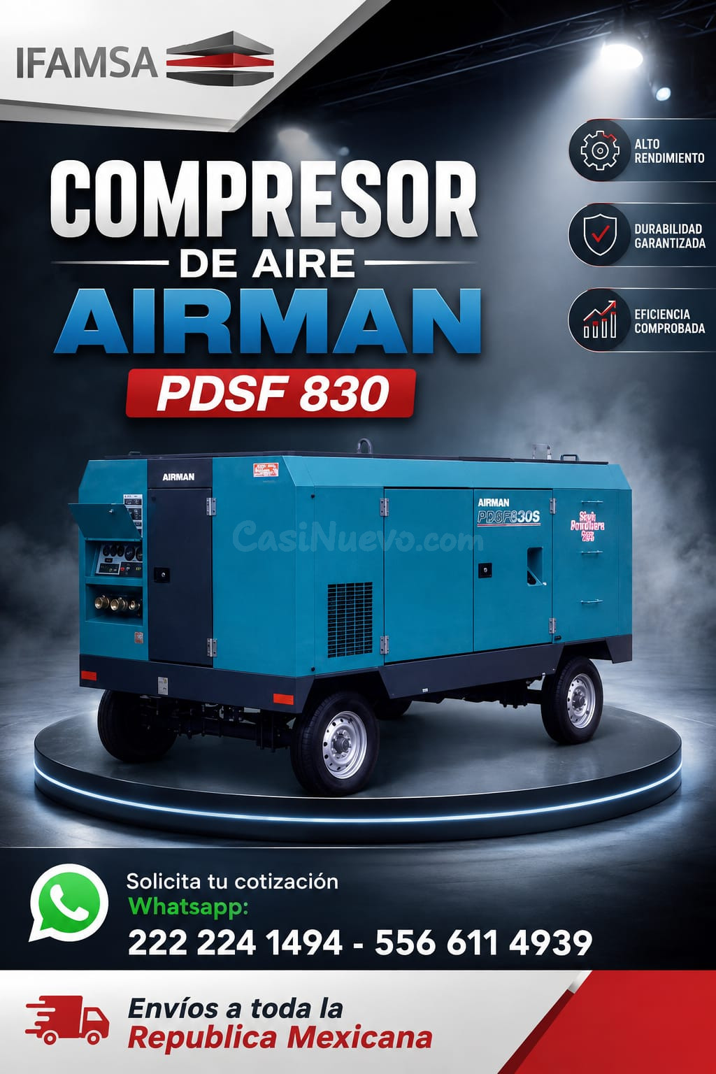 COMPRESOR DE AIRE PDSF830 AIRMAN