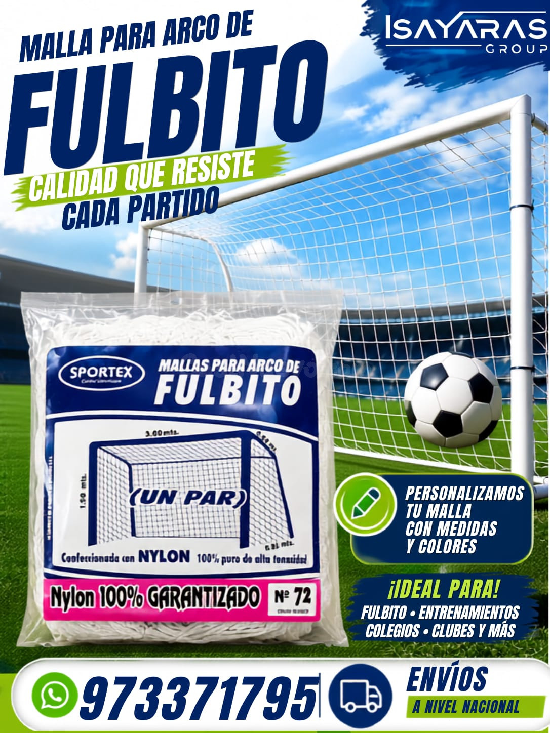 ¡MALLA PARA ARCO DE FULBITO – RESISTENCIA QUE SOPORTA TODOS 
