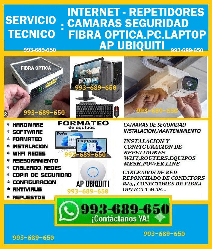 SOPORTE TECNICOS A INTERNET,FIBRA OPTICA,CAMARAS SEGURIDAD,C