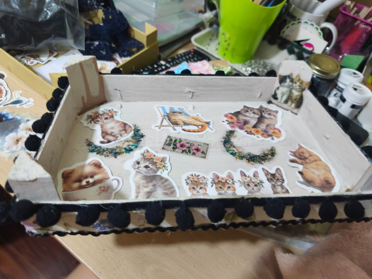 Bandejas/cajas de madera decoradas a mano - foto 5