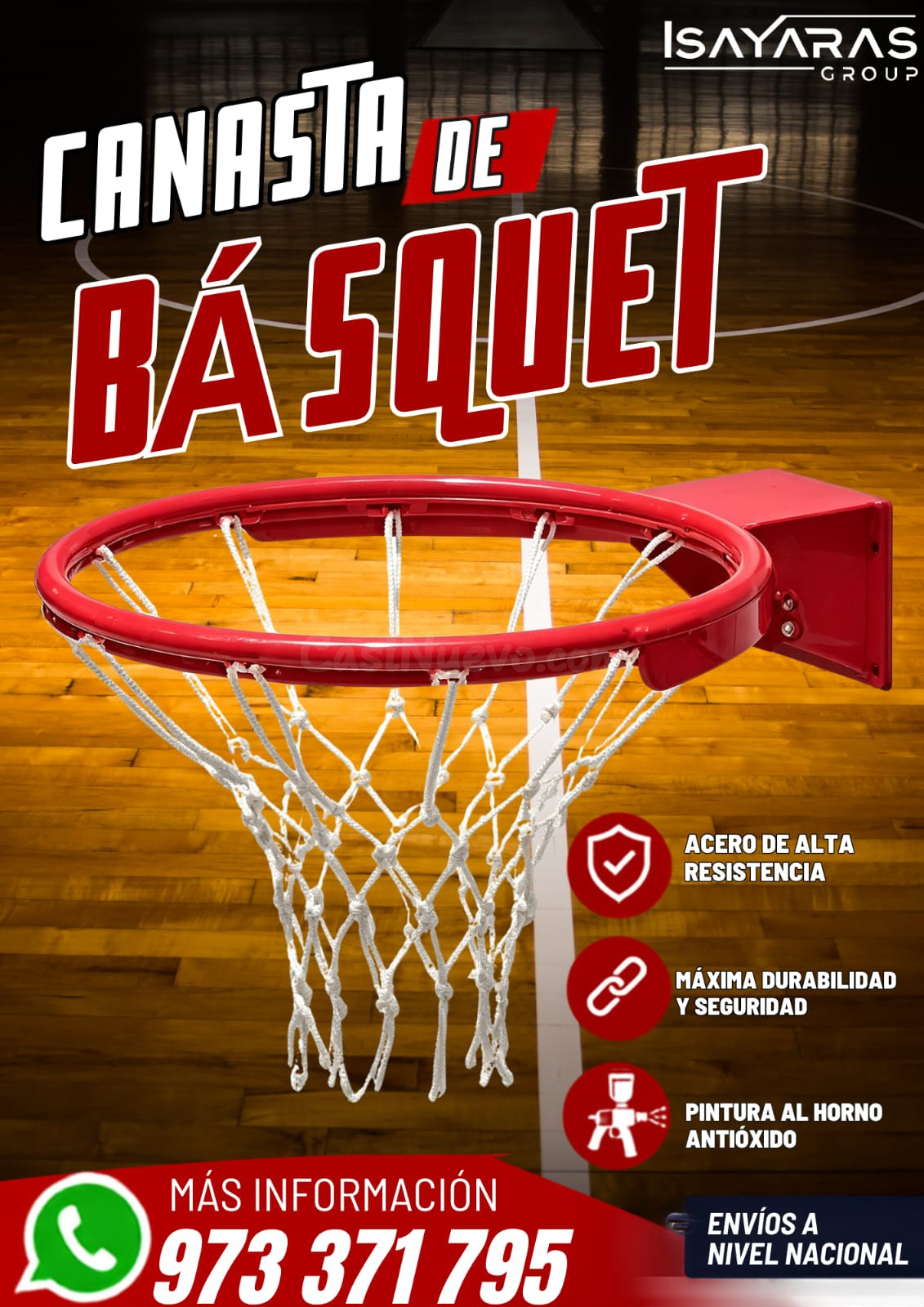 CANASTA DE BASQUET RESISTENTE PARA TODO TIPO DE TABLERO- ISA