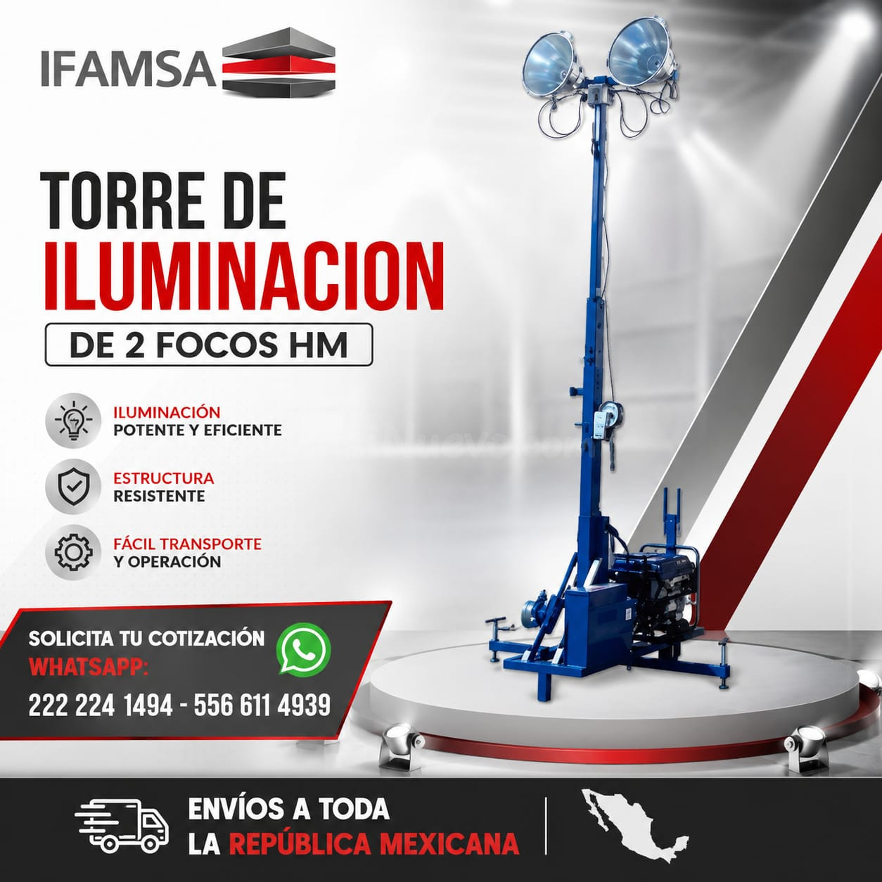 2 LAMPARAS TORRE DE ILUMINACIÓN IFAMSA