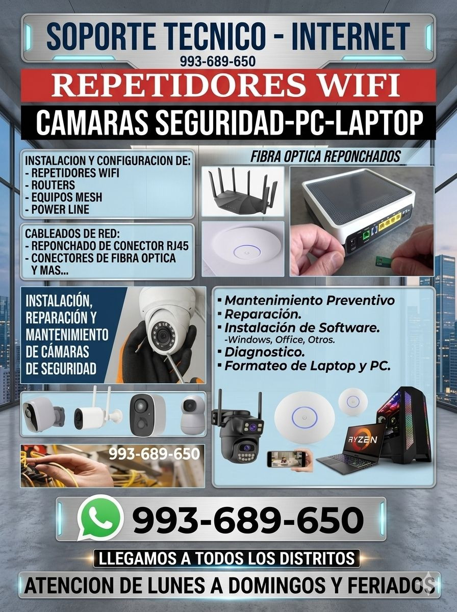 Resolvemos tus problemas de Internet,Fibra optica,Cámaras Seguridad,Pcs,laptops