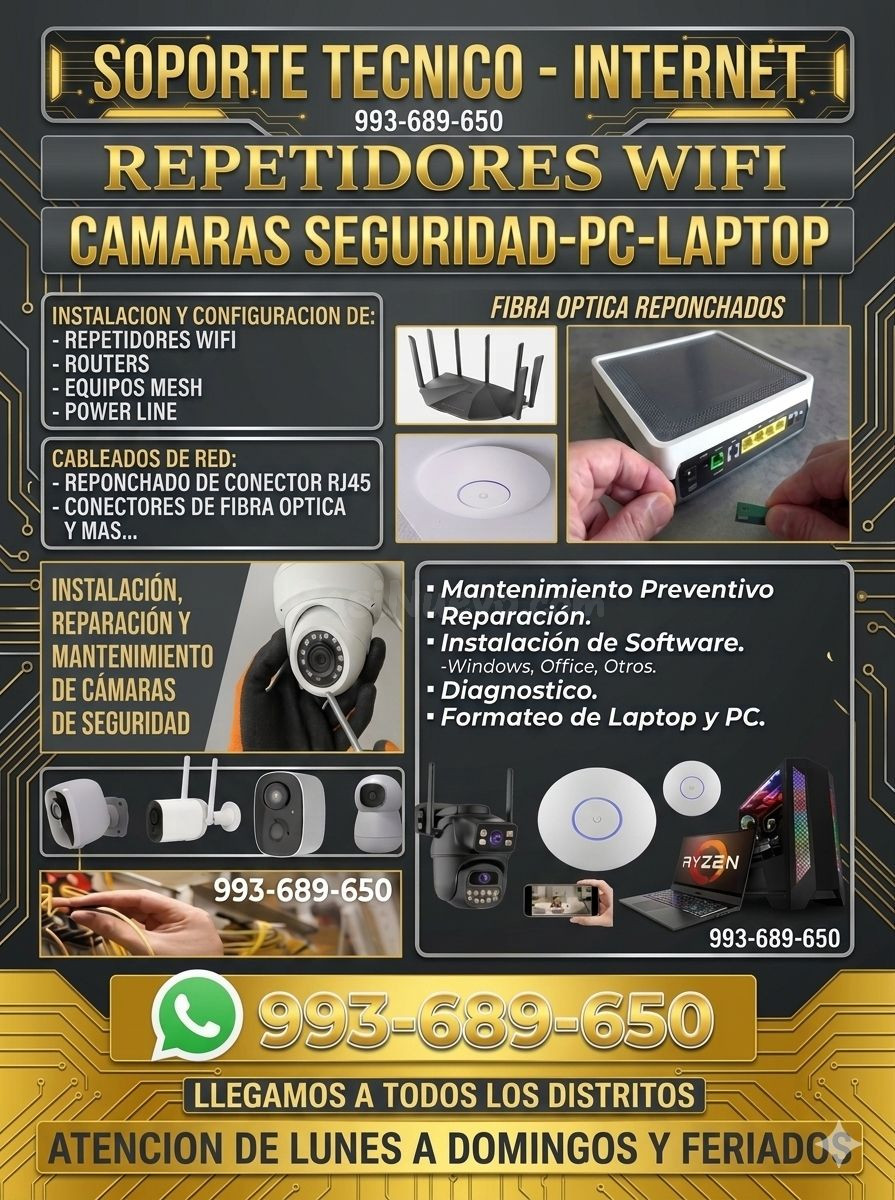 Resolvemos tus fallas de Wi-Fi,Fibra optica,Camaras vigilancia, Computadoras
