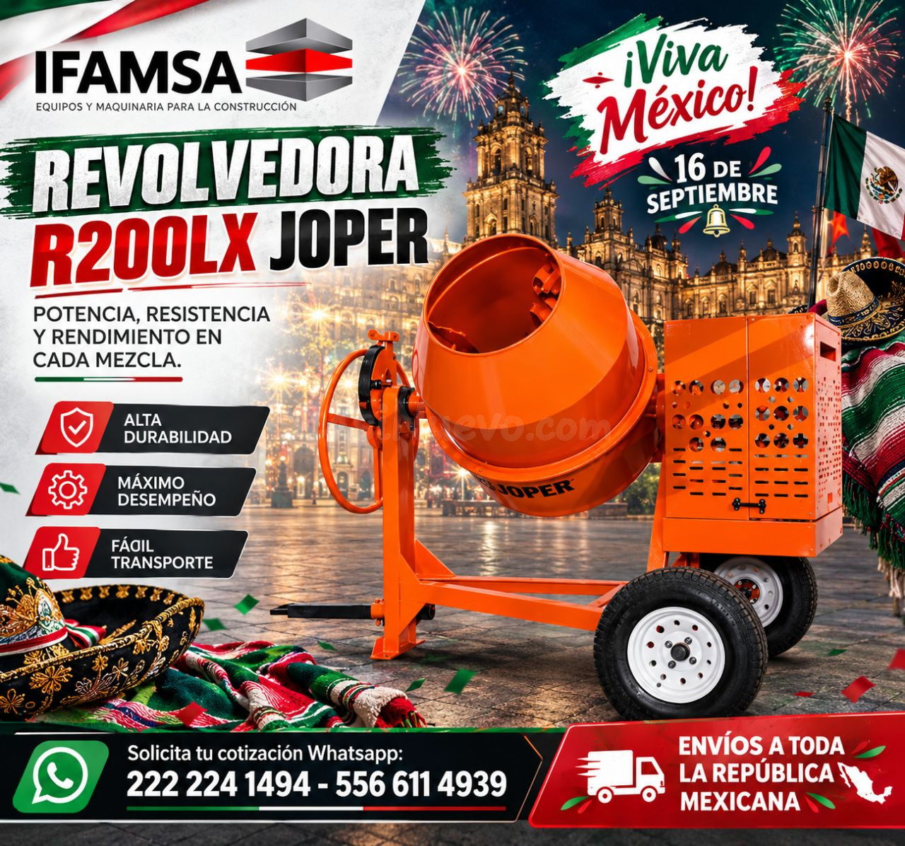 Revolvedora de concreto Joper R200LX