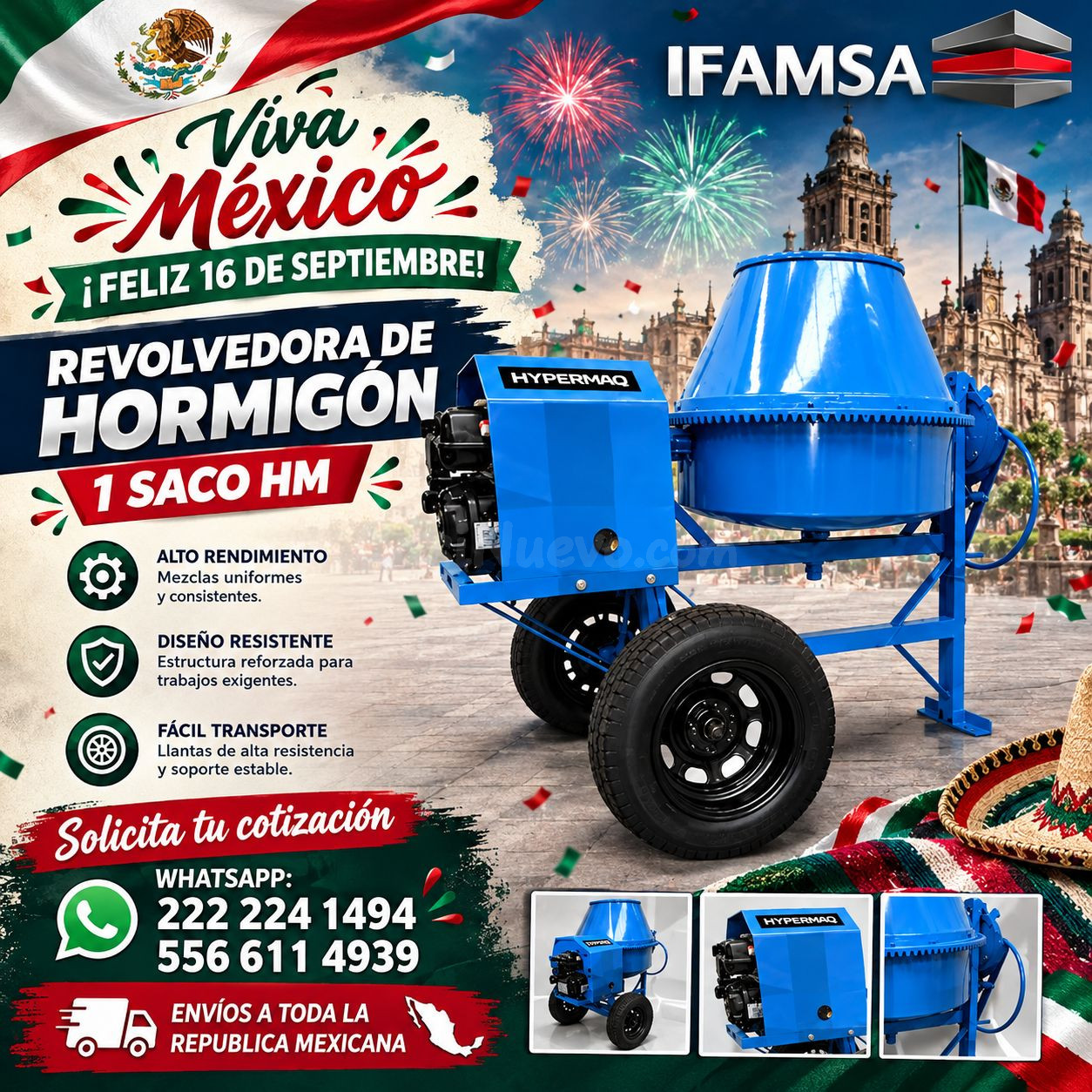 REVOLVEDORA DE HORMIGÓN 1 SACO HYPERMAQ