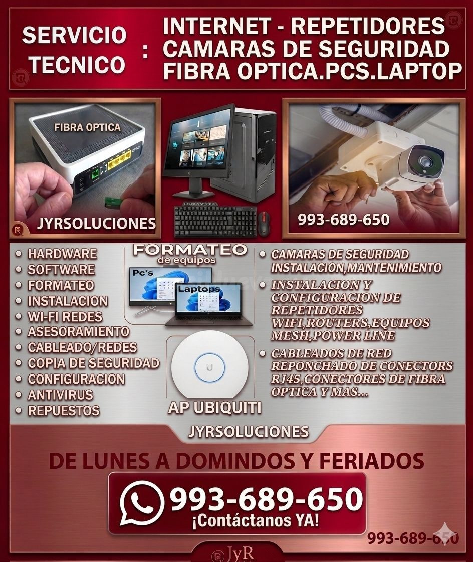 Técnico en Internet,Camaras Seguridad,fibra optica y Cómputo