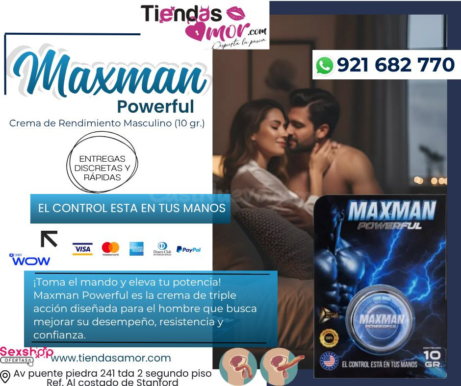 Maxman Powerful – Crema de Rendimiento Masculino (10 gr.)/desarrollo del Pene, Potencia Sexual Eyaculación Precoz, Impotencia 921682770 ENVIOS NACIONAL Lima