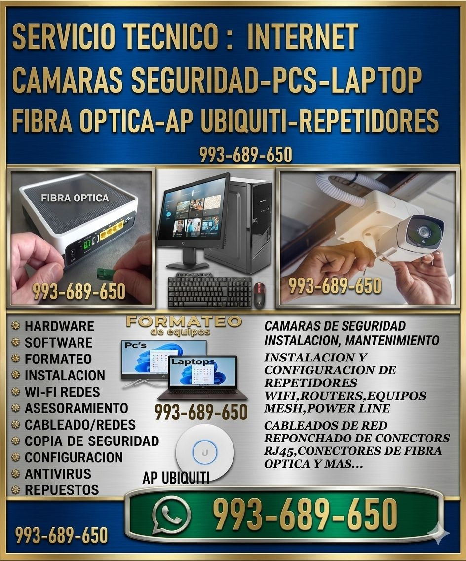 Todo en Soporte Técnico: Redes,Repetidores,Fibra optica, Cámaras y Computo
