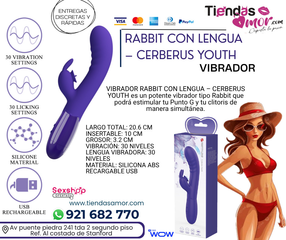 VIBRADOR RABBIT CON LENGUA –CERBERUS YOUTH/desarrollo del Pene, Potencia Sexual Eyaculación Precoz, Impotencia 921682770 ENVIOS NACIONAL Lima y Departamentos