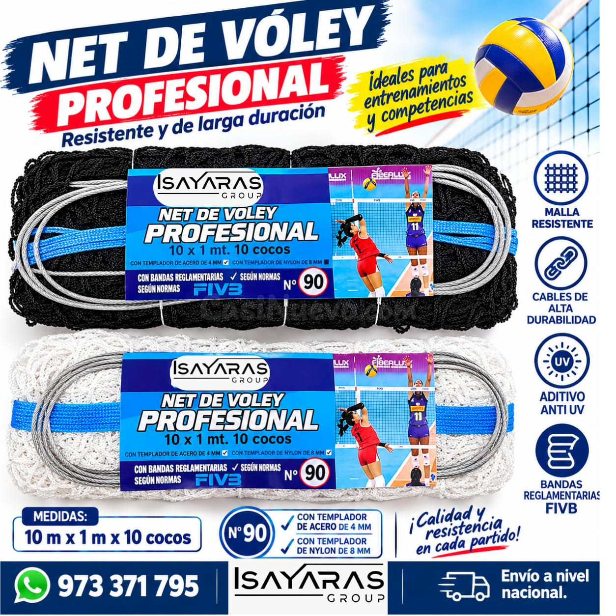 ¡NET DE VÓLEY PROFESIONAL N.º 90 – CALIDAD Y RESISTENCIA PARA CADA PARTIDO!- ISAYARAS GROUP