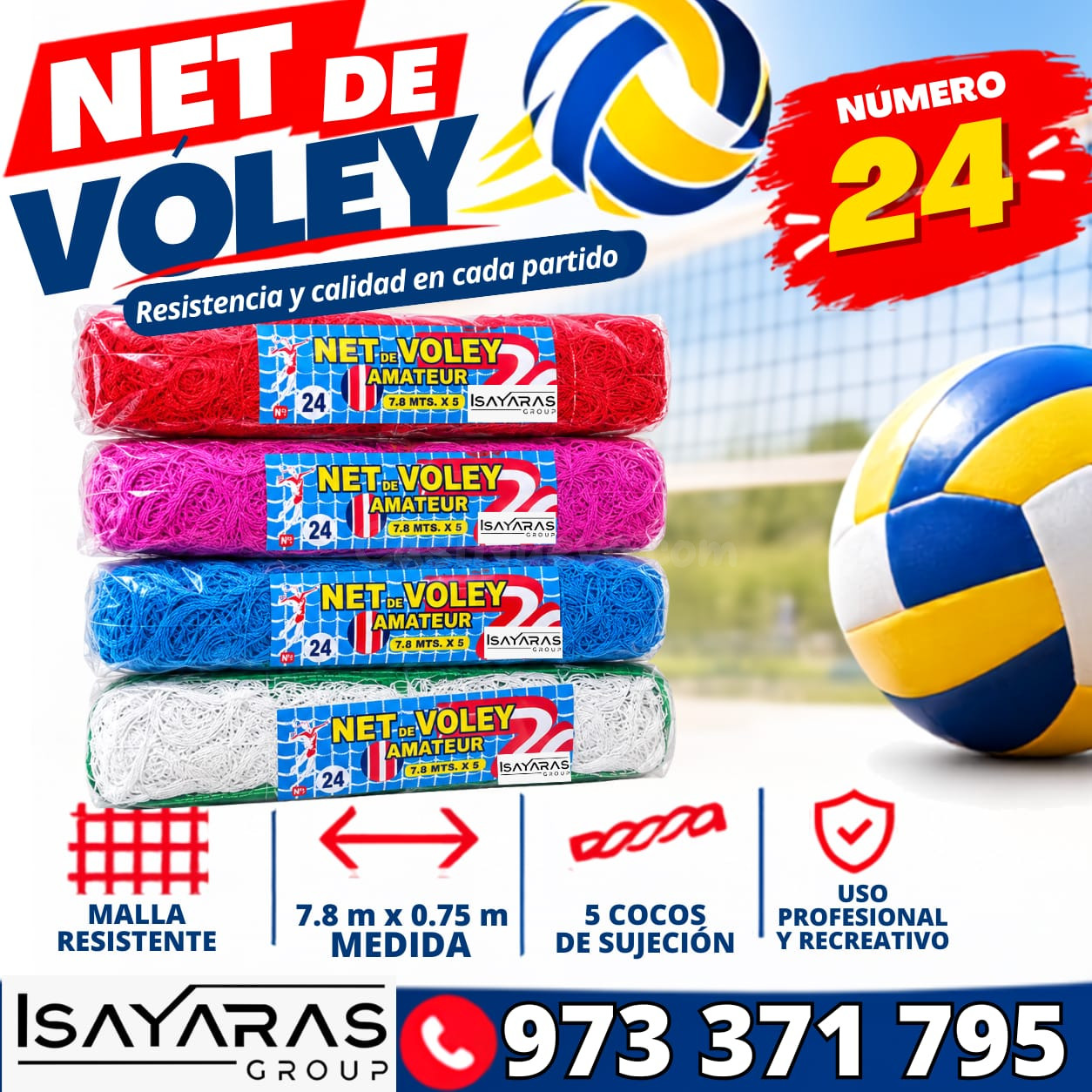 NET DE VÓLEY RECREATIVO N.º 60- 36- 24 USALO EN CASA - ISAYA - foto 3