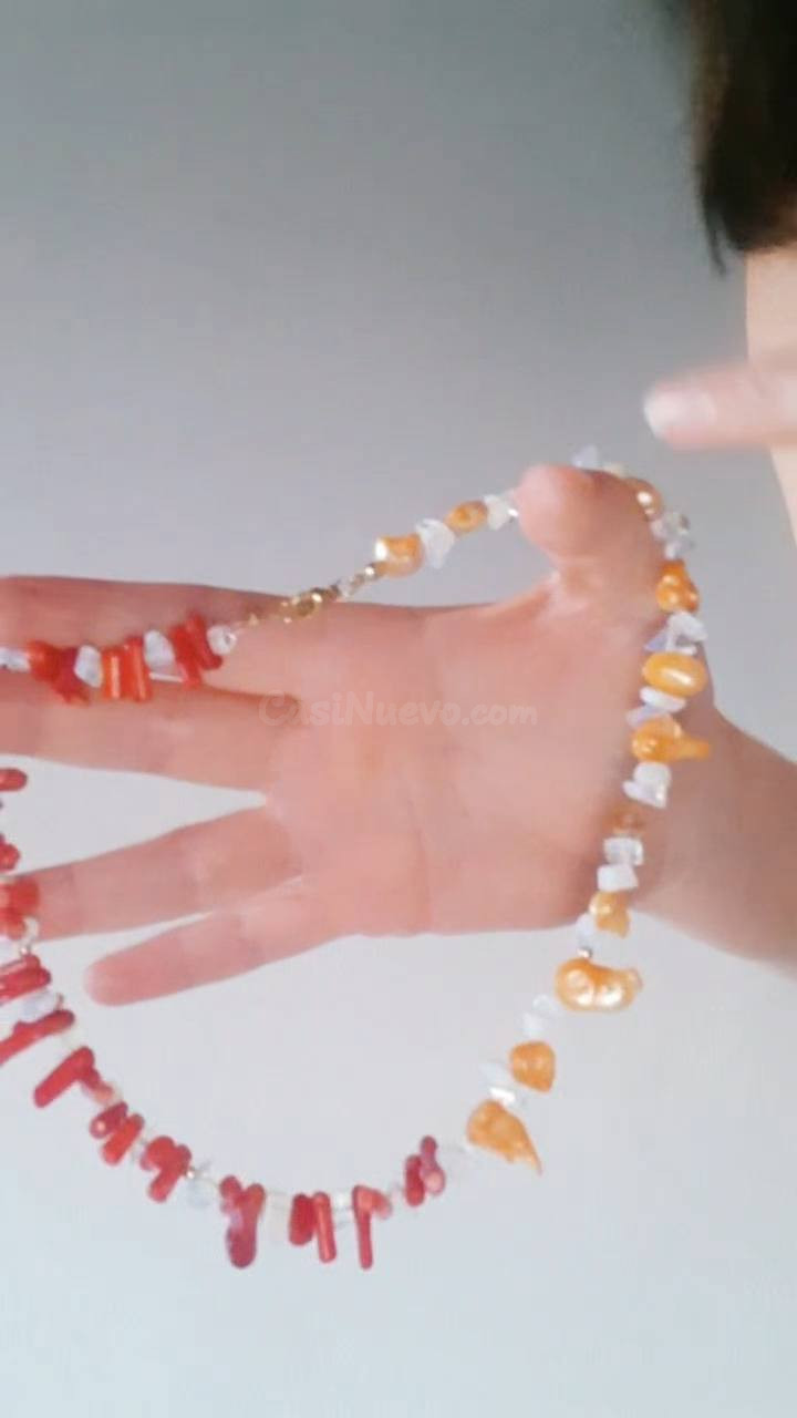Collar coral, nácar y opalina - foto 4
