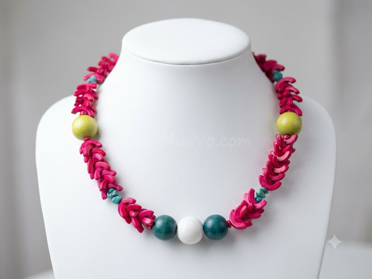Collar madera y turquesa africana