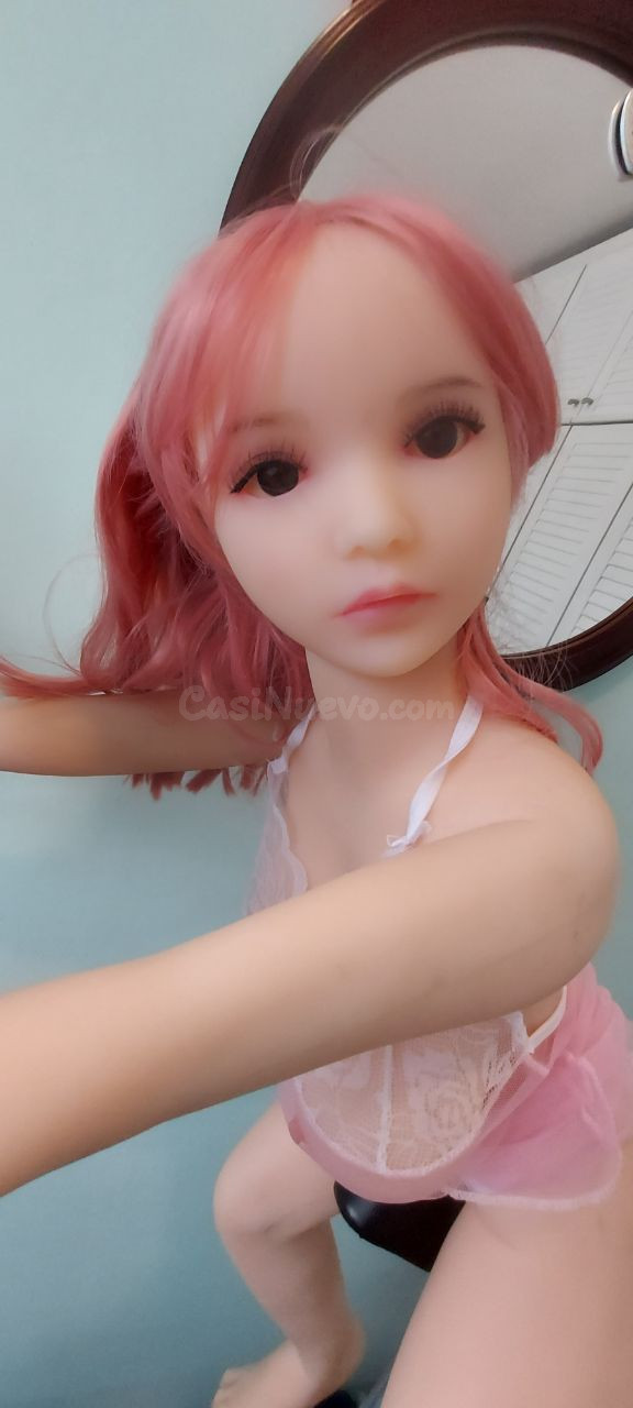 Muñeca clásica de pelo rosa con cuna de cartón - foto 5