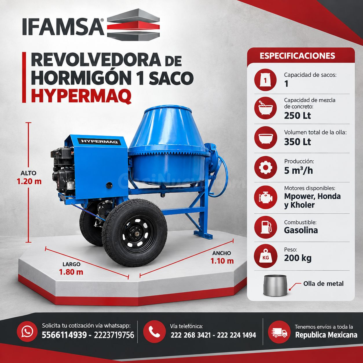 Revolvedora de hormigón Hypermaq 1 saco