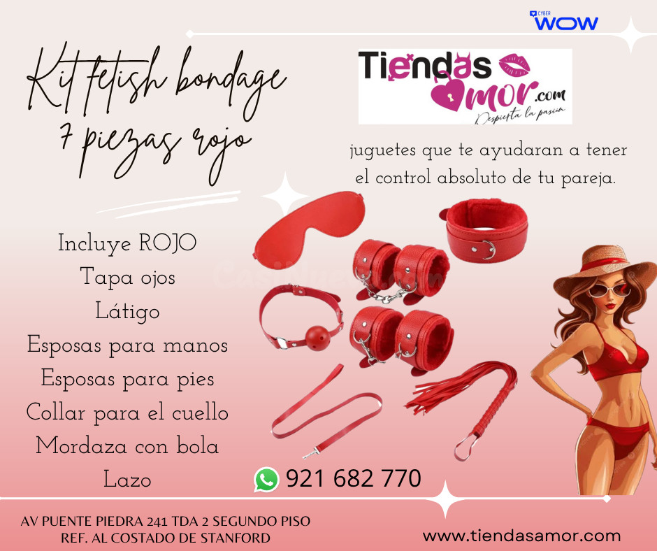 Kit fetish bondage 7 piezas rojo/desarrollo del Pene, Potencia Sexual Eyaculación Precoz, Impotencia 921682770 ENVIOS NACIONAL Lima y Departamento en Puente Piedra