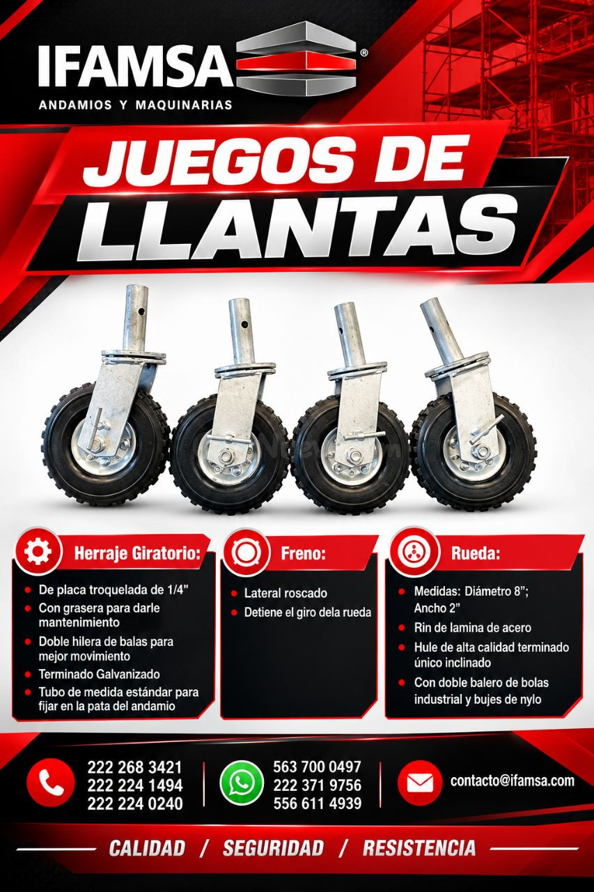 Juegos de ruedas para andamios industriales