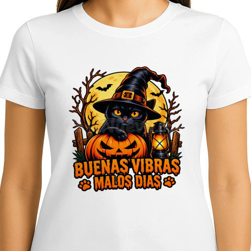 Camiseta Gato Negro Brujo: Buenas Vibras Malos Días - foto 3