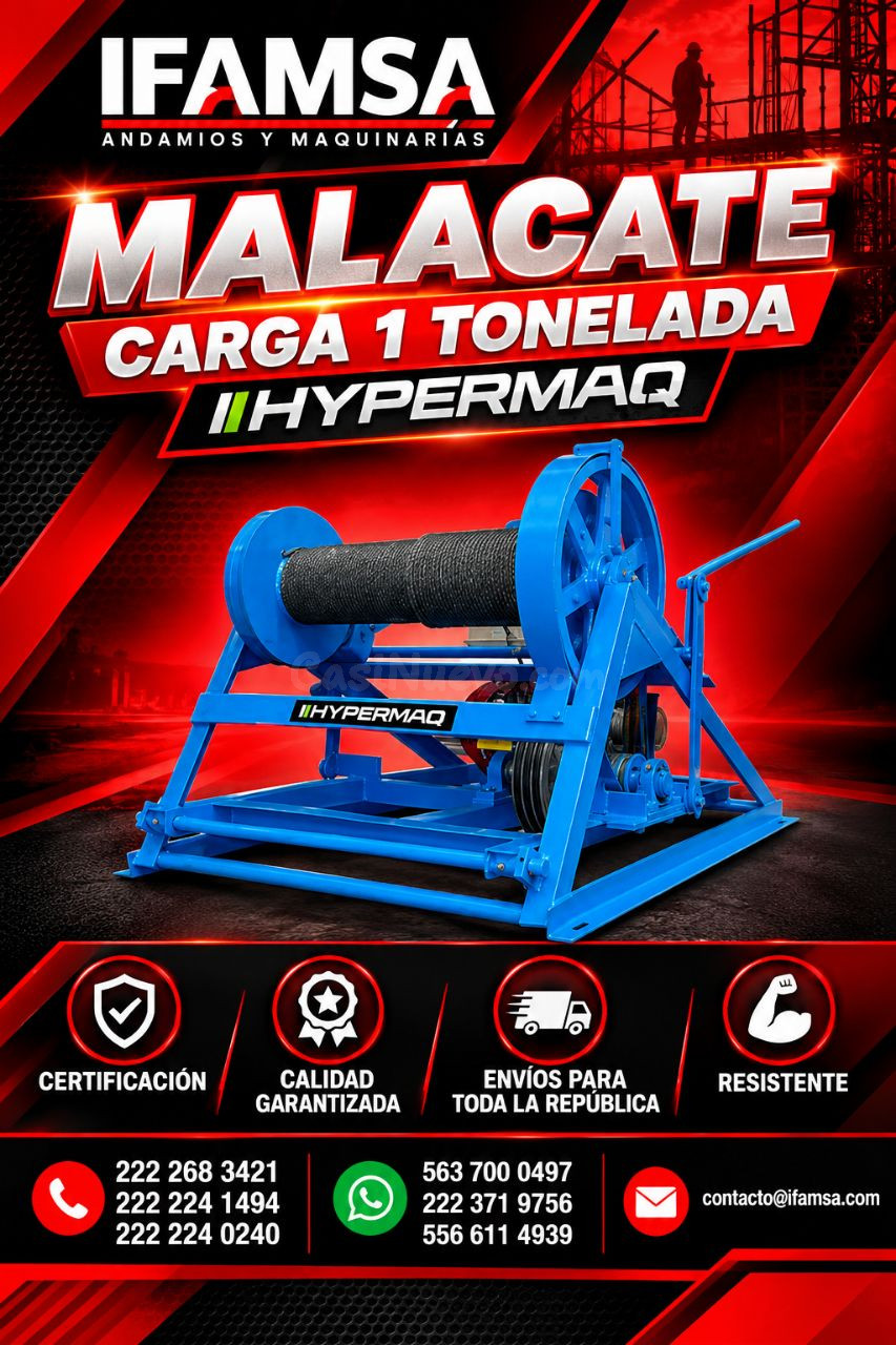 Malacate carga 1 tonelada Hypermaq