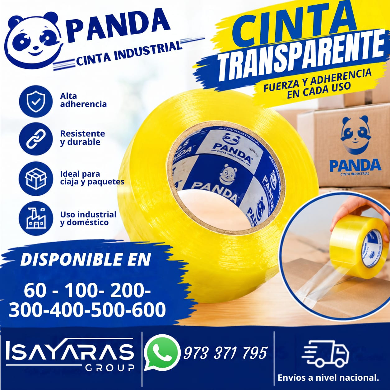 Cinta adhesiva industrial transparente Panda - ISAYARAS GOUP