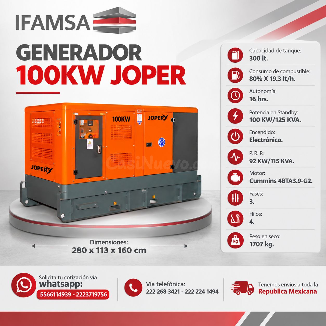 GENERADOR 100KW JOPER IFAMSA
