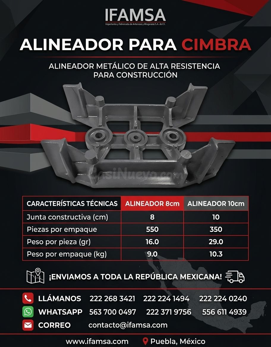 Alineador metálico para cimbra de construcción