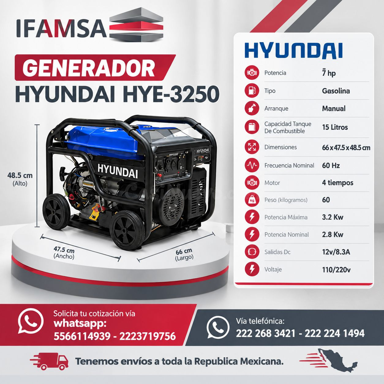 GENERADOR HYUNDAI HYE-3250 IFAMSA