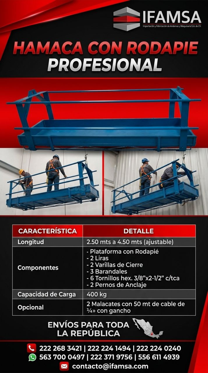 Hamaca profesional con rodapie ajustable
