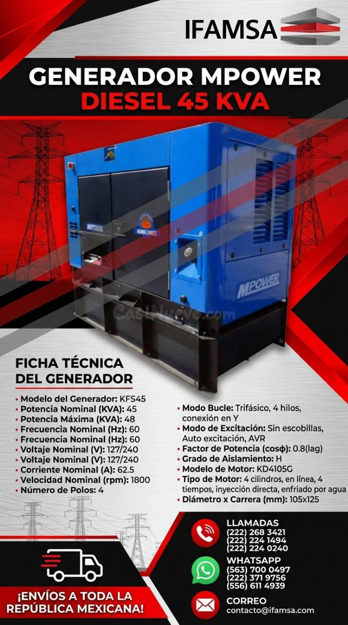 Generador Diesel MPower 45 KVA