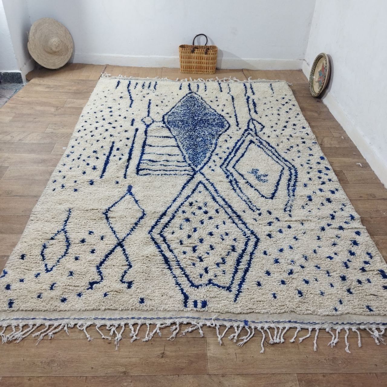 Alfombra bereber marroquí artesanal 292 × 200 cm – Marfil y  - foto 2