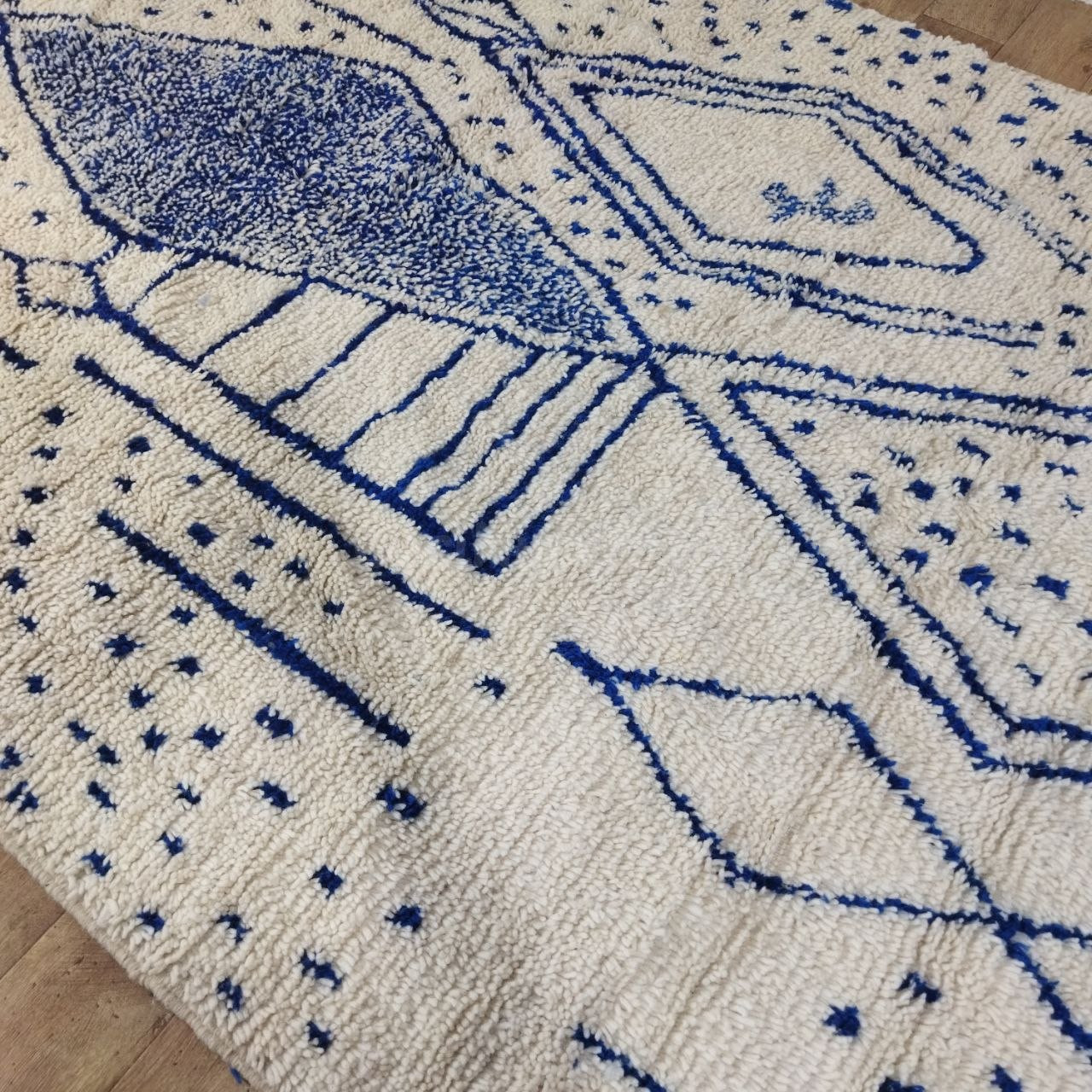 Alfombra bereber marroquí artesanal 292 × 200 cm – Marfil y  - foto 5