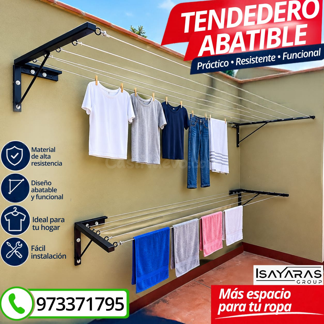 TENDEDERO PLEGABLE- ÚTIL PARA DEPARTAMENTOS Y MAS - foto 2