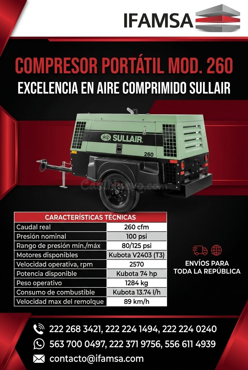 Compresor Portátil Sullair Mod. 260