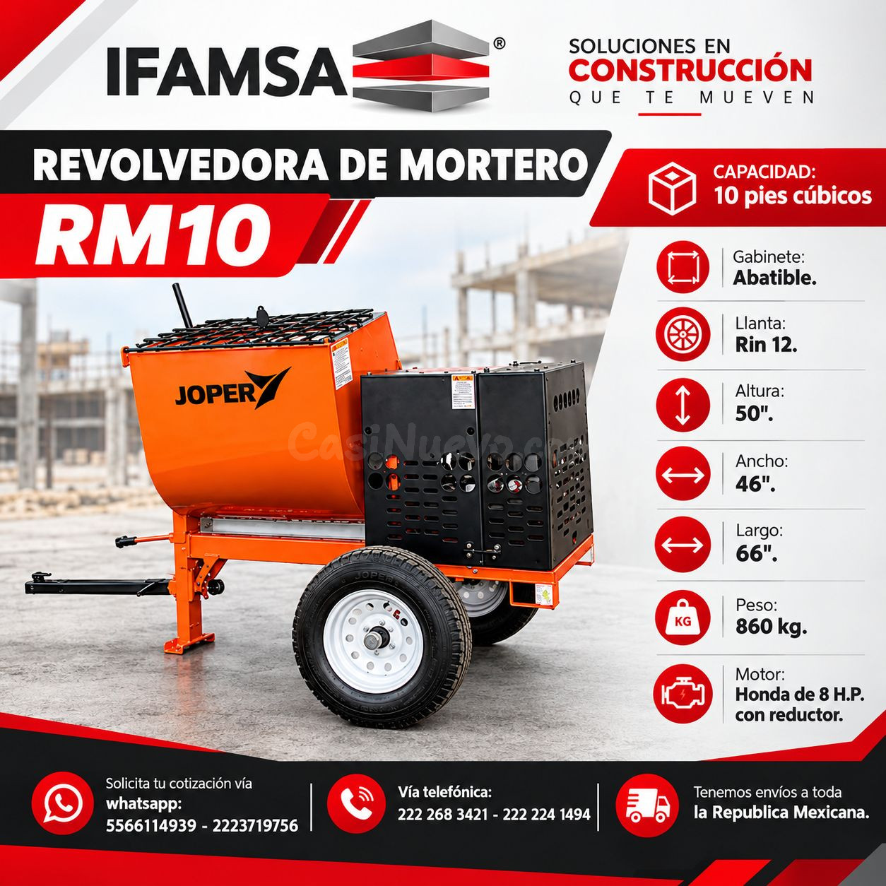 REVOLVEDORA DE MORTERO RM10 JOPER MXP
