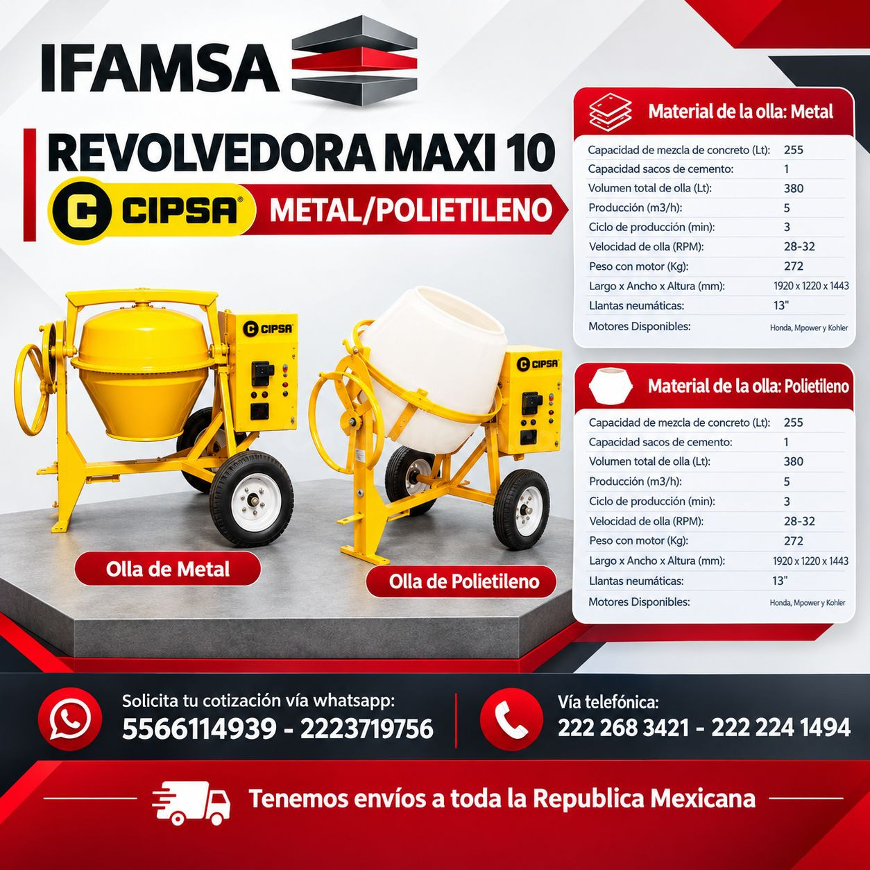 REVOLVEDORA MAXI 10 POLIETILENO/METAL