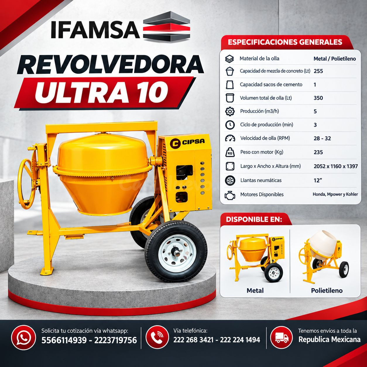 ULTRA 10 METAL/POLIETILENO REVOLVEDORA  EN MEXICO