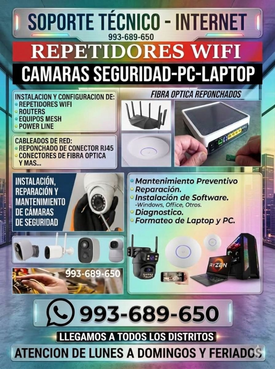 Soporte Técnico Total:Internet,Fibra Optica,Cámaras vigilanc