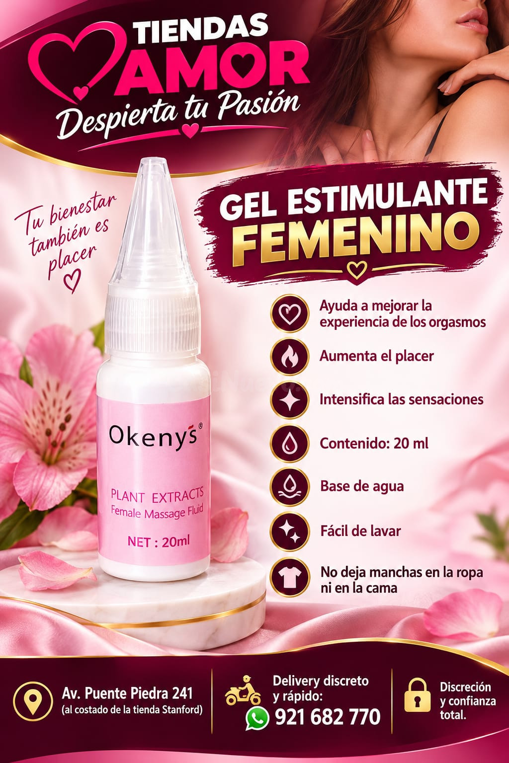 Okenys Gel Reductor Multiorgasmico aumentar las sensaciones/