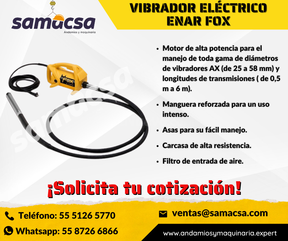 ⚡ ¡VIBRADOR ELÉCTRICO FOX PARA CONCRETO!